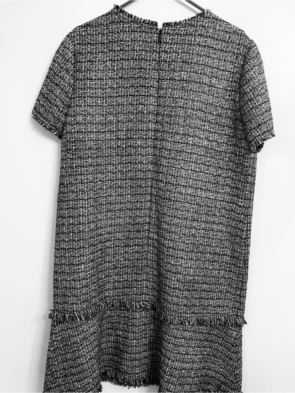 Lafayette 148 New York Black & White Tweed Fringe Mini Dress - Picture 3 of 6